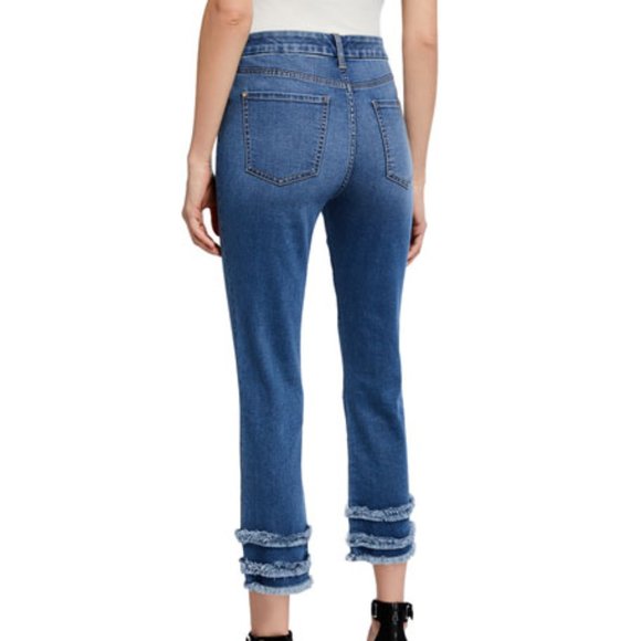 Jen7 Cropped Straight-Leg Jeans with Fringe - Picture 2 of 3